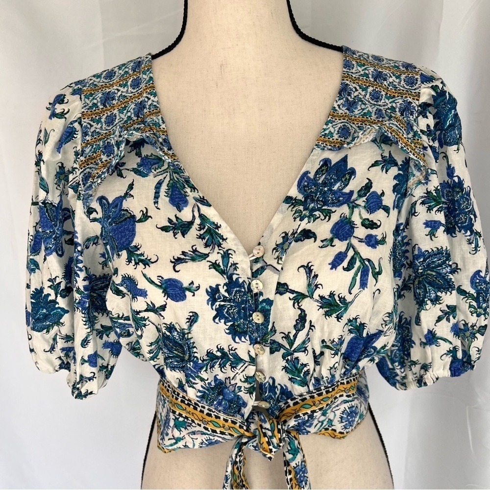 NWT Nicole Miller Artelier Button Down, Tie-Waist Crop Top, XS​​​​